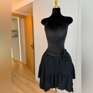 High Waisted Tie Side Asymmetric Hem Flowy Mini Casual Skirt